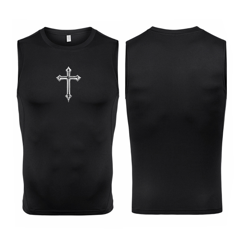 Cross Print Sleeveless Compres - Crossfit Vest review and price