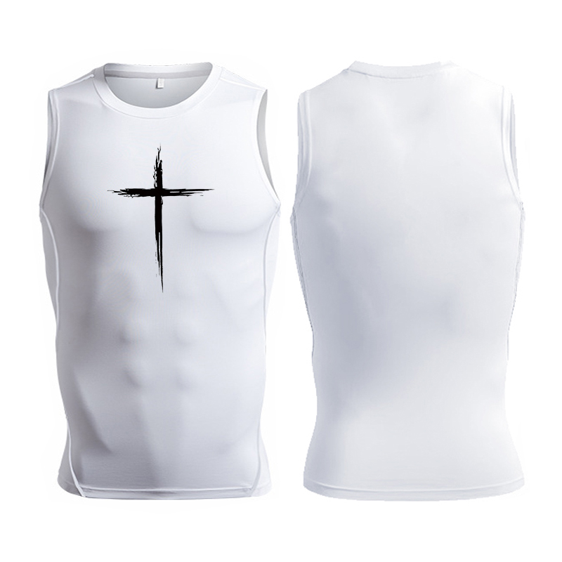 Cross Print Sleeveless Compres - Crossfit Vest review and price