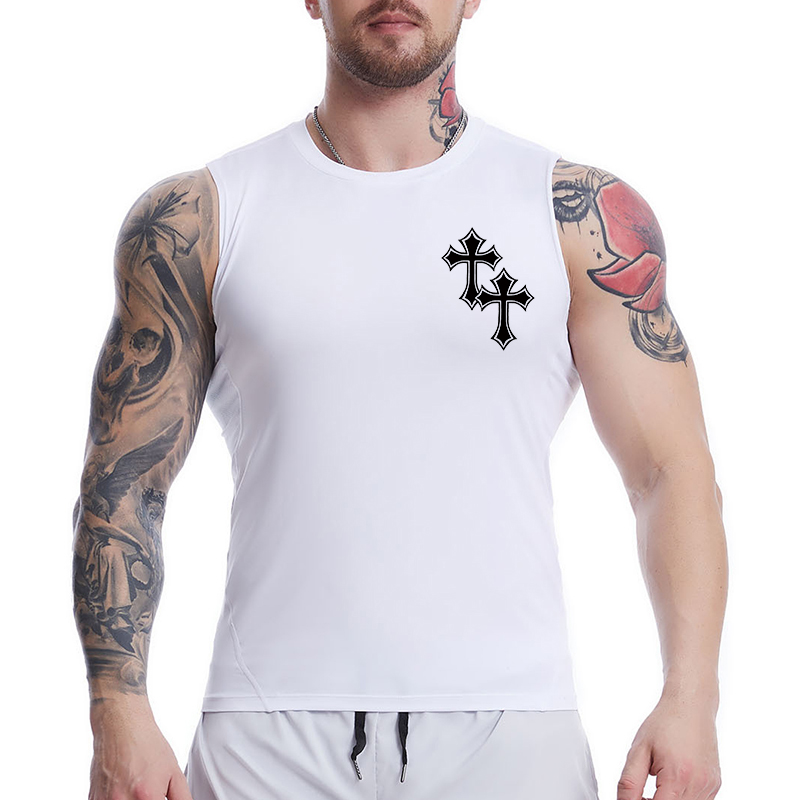 Cross Print Sleeveless Compres - Crossfit Vest review and price